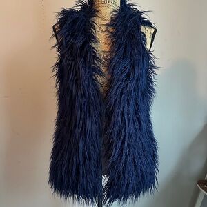 Chelsea & Violet Midnight Blue Faux Fur Vest